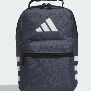 Adidas Men's Women’s Child’s Charcoal and Black Lunch Bag with White Stripes